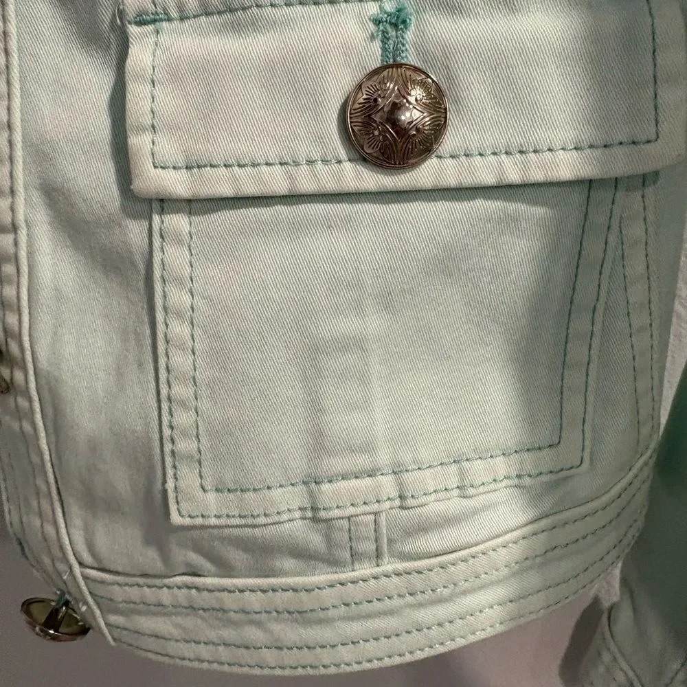 White House Black Market Light Mint Green Jacket Beautifully Military Style - Picture 7 of 16